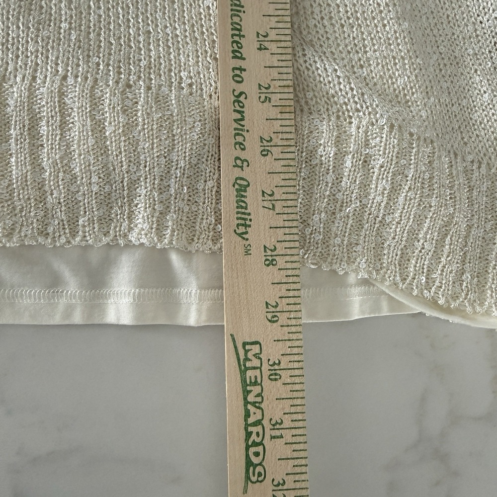 Chelsea & Theodore Layered Sequin Knit Sweater Sz 1X White Curved Elevated Basic - Picture 10 of 11